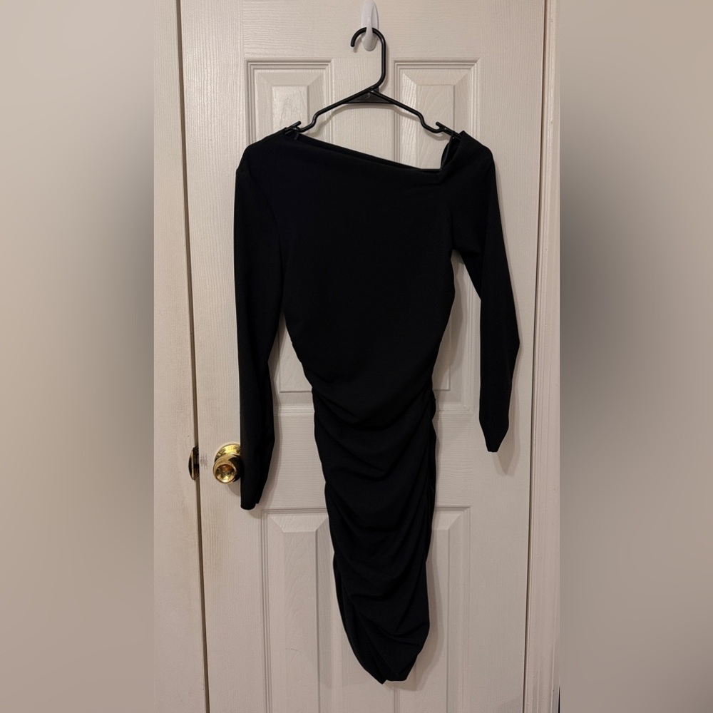 Zara - Long Sleeve One Shoulder Ruched Dress (XS)